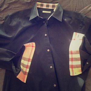 Men's Black Burberry dress shirt size L